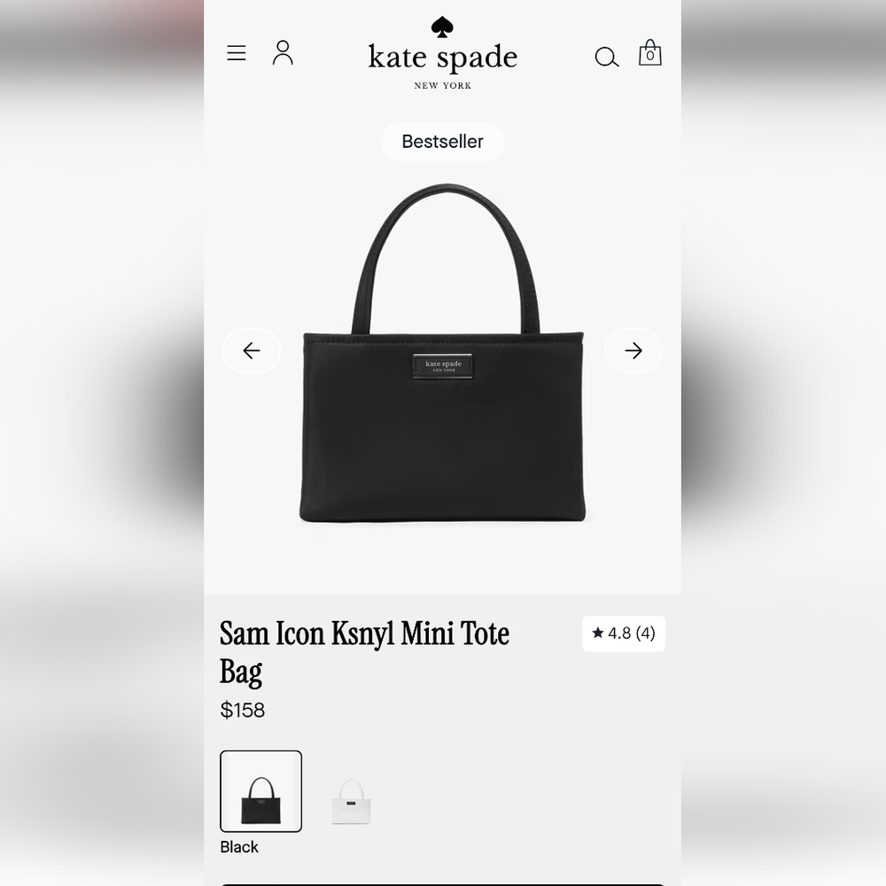 kate spade Black Sam Icon Ksynyl Mini Tote Bag